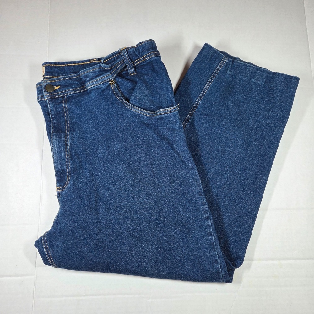 Turtle Bay New York Womens XL Dark Wash Straight Leg Jeans Side Elastic Stretch